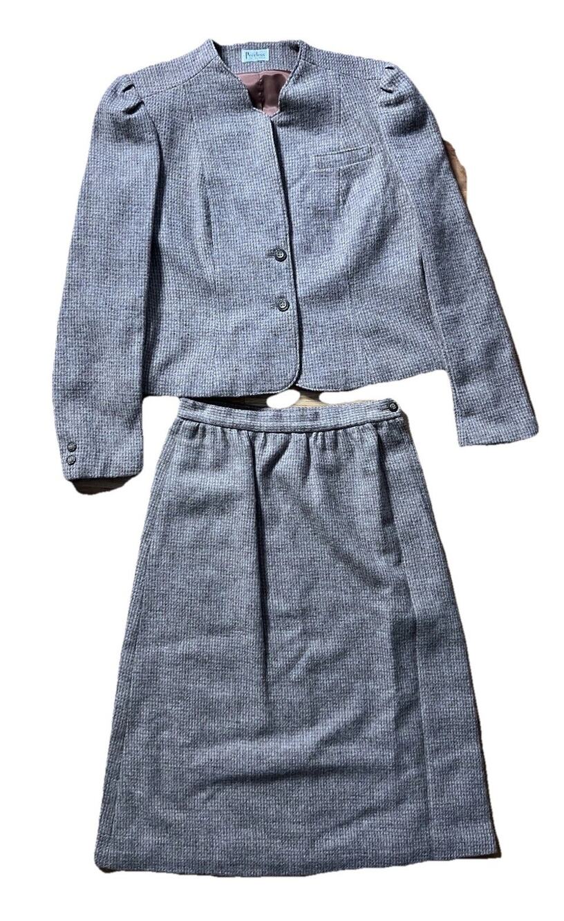 peerless of Boston vintage pure wool skirt/blazer set 80s 90s